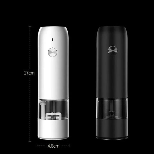 Moulin à Épices Électrique Rechargeable blanc et noir Ustensile de chef avec design compact