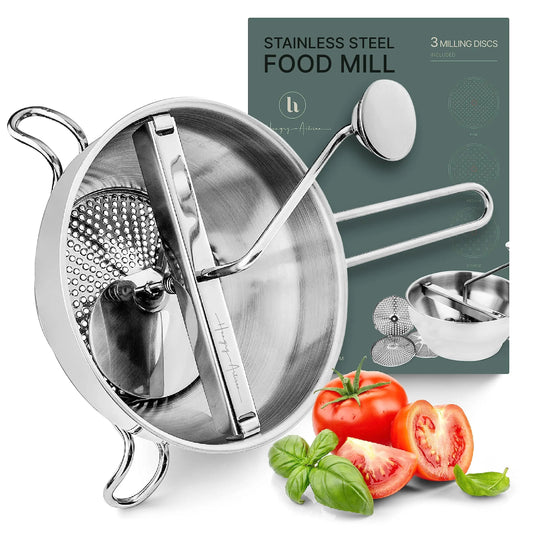 Moulin à légumes à manivelle en acier inoxydable avec disque de broyage et accessoires pour la préparation des aliments