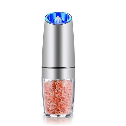 Moulin Électrique Sel & Poivre avec éclairage LED et réservoir transparent rempli de sel rose