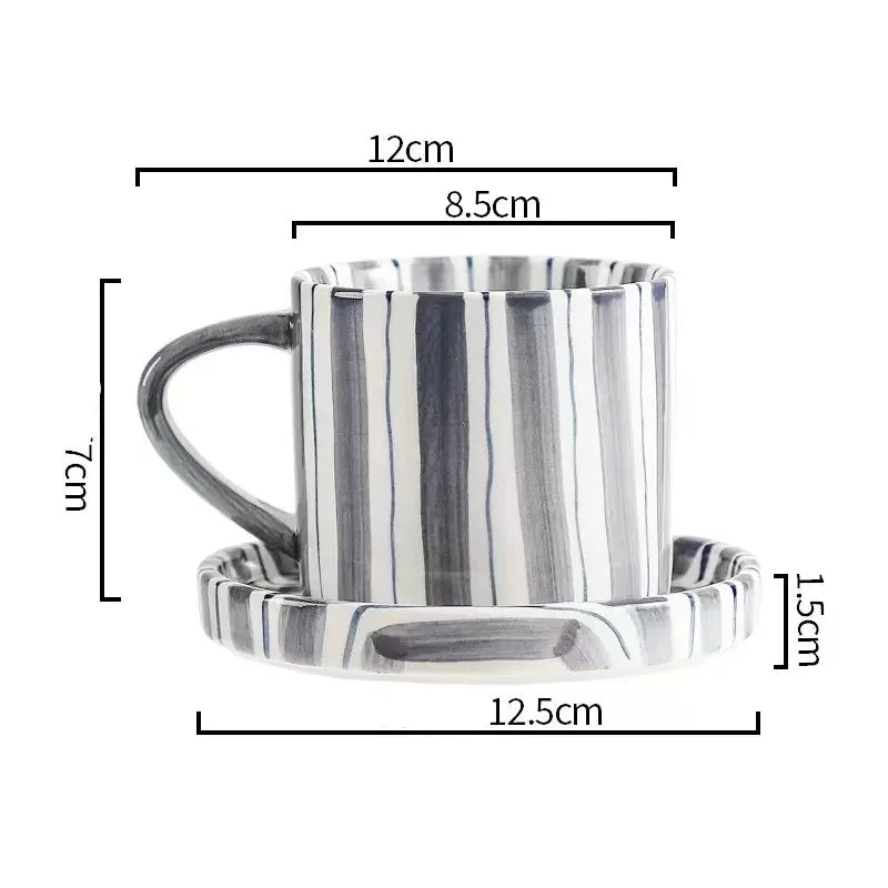 Mug en Porcelaine avec Plateau en rayures modernes, idéal pour le café et le thé