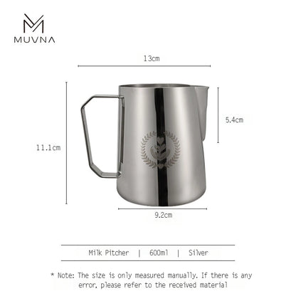 Pichet à Lait Muvna en acier inoxydable de 600 ml avec poignée ergonomique