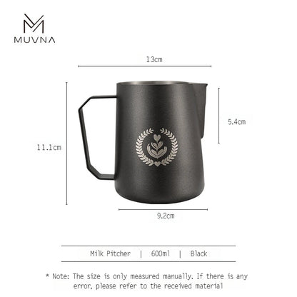 Pichet à Lait Muvna en noir, capacité de 600ml, avec un design élégant et une poignée ergonomique