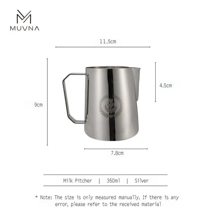 Pichet à Lait Muvna en acier inoxydable de 350 ml avec anse ergonomique et élégant design argenté