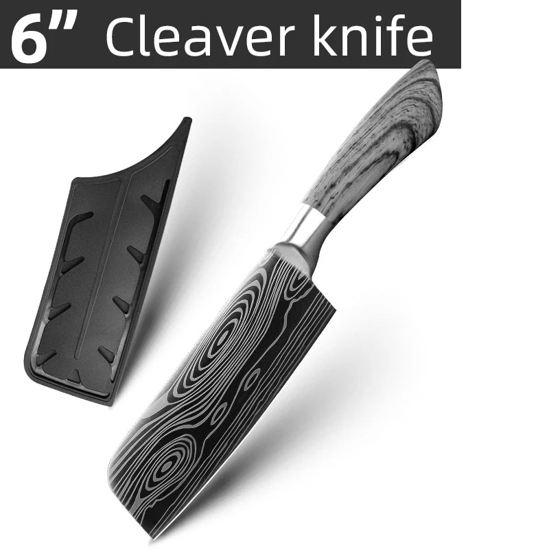 Couteaux de Chef MYVIT – Pro en Acier 7CR Tranchant avec un manche ergonomique et un protège-lame