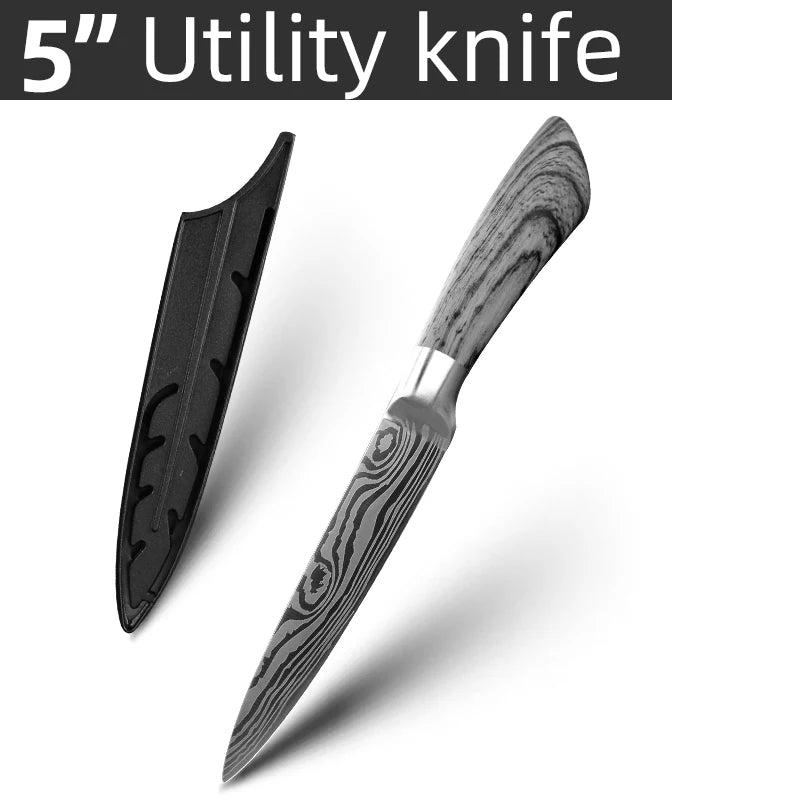 Couteaux de Chef MYVIT – Pro en Acier 7CR Tranchant, couteau utilitaire de 5 pouces avec étui de protection