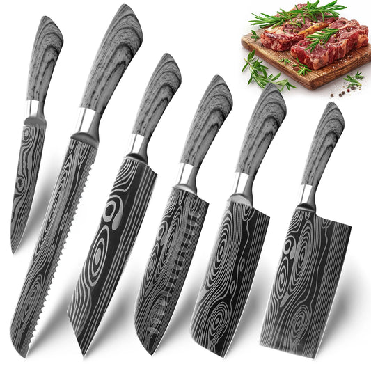 Set de Couteaux de Chef MYVIT – Pro en Acier 7CR Tranchant avec poignées en bois pour la cuisine professionnelle