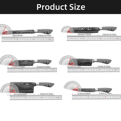 Dimensions des Couteaux de Chef MYVIT – Pro en Acier 7CR Tranchant pour une utilisation précise en cuisine