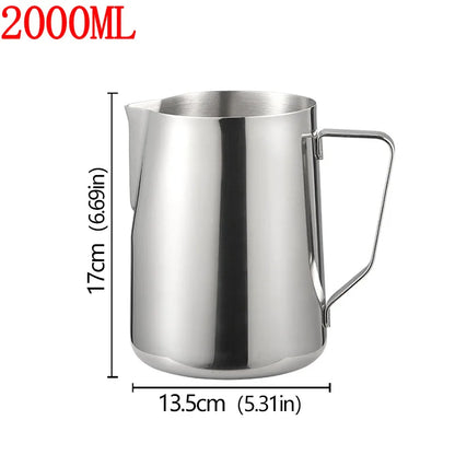Pichet Mousseur à Lait Inox 2000ML pour préparer des boissons latte art avec précision