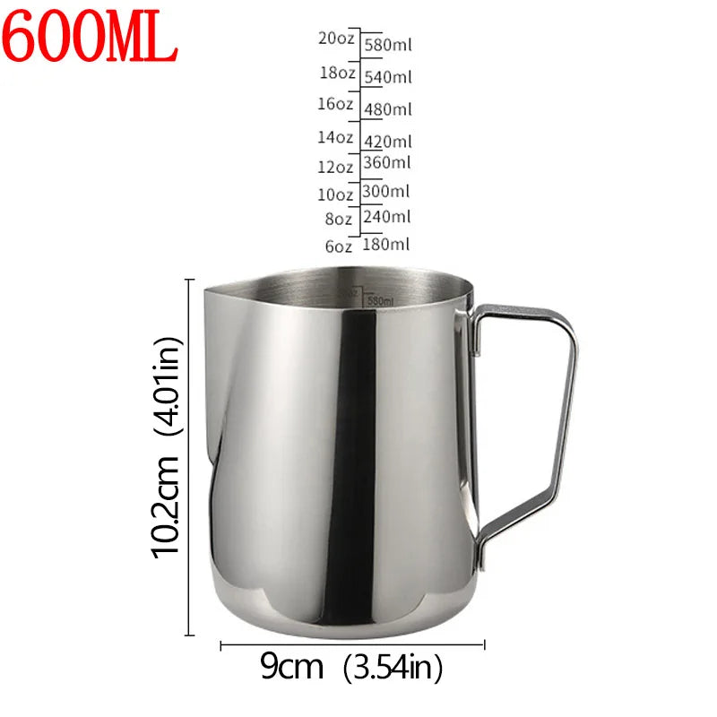 Pichet Mousseur à Lait Inox – Spécial Latte Art de 600ML avec une poignée ergonomique pour un service facile