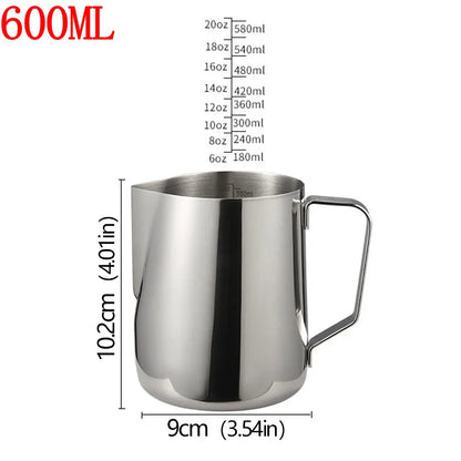 Pichet Mousseur à Lait Inox – Spécial Latte Art de 600ML avec une poignée ergonomique pour un service facile