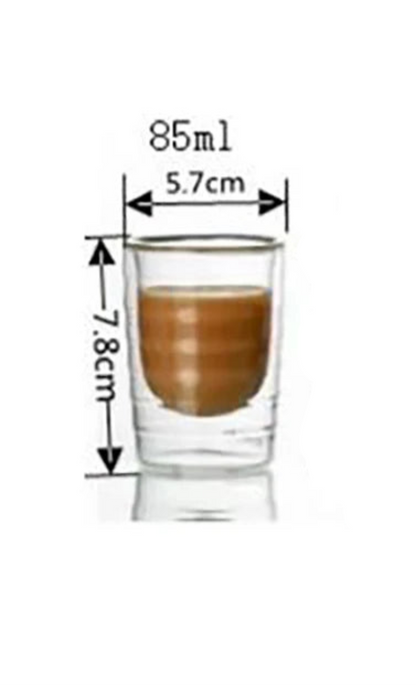Verres à Expresso 85 ml Lot de 2 en Verre Transparent avec dimensions affichées