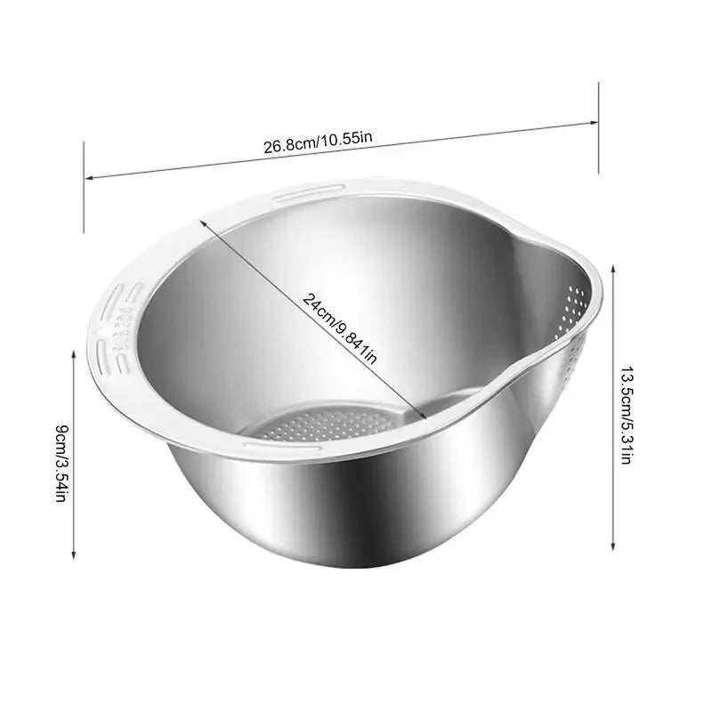 Égouttoir Inox OLOEY – Passoire Cuisine Multifonction en inox avec des dimensions pratiques pour la cuisine.