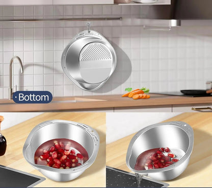 Égouttoir Inox OLOEY – Passoire Cuisine Multifonction suspendue en acier inoxydable, idéale pour rincer les aliments