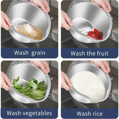 Égouttoir Inox OLOEY – Passoire Cuisine Multifonction pour laver grains, fruits, légumes et riz
