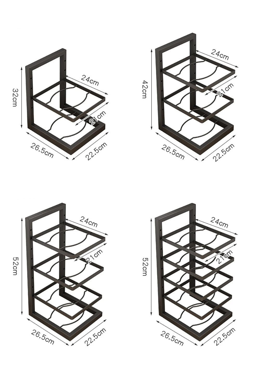 Organisateur de Casseroles et Poêles à Plusieurs Niveaux avec 2, 3, 4 et 5 niveaux pour un rangement optimal