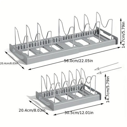 Organisateur de Casseroles Extensible – Séparateur Réglable en gris pour un rangement facile des casseroles