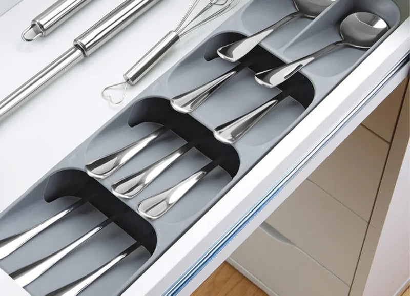 Organisateur de Couverts Compact – Rangement Pratique avec compartiments pour fourchettes, cuillères et couteaux en cuisine