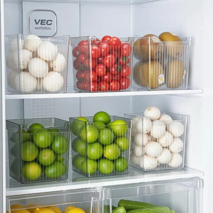 Organisateur de Frigo Transparent Empilable – Gain de Place avec des légumes et fruits rangés