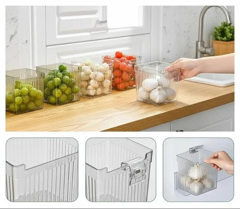 Organisateur de Frigo Transparent Empilable – Gain de Place pour stocker fruits et légumes avec design pratique