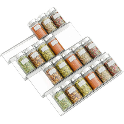Organisateur tiroir épices acrylique – pratique et gain de place avec plusieurs étagères transparentes