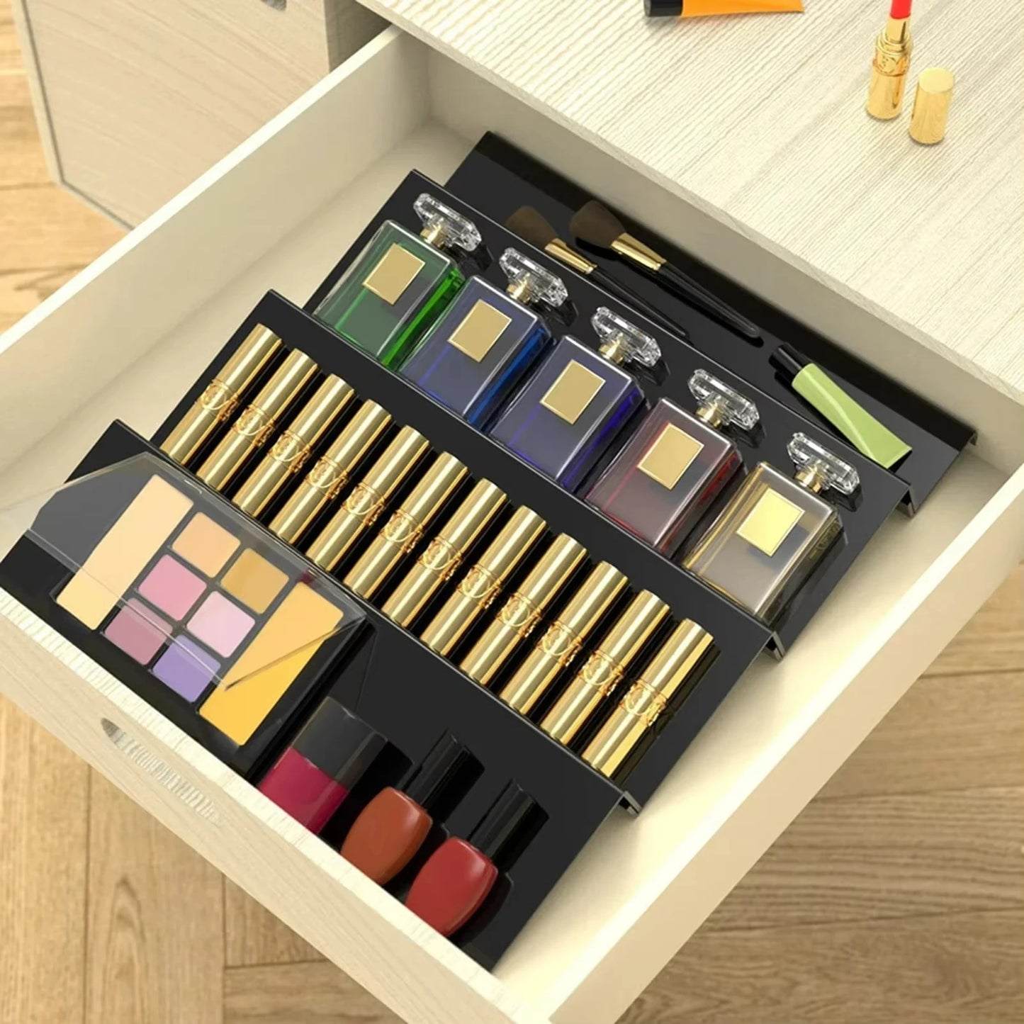 Organisateur tiroir épices acrylique – pratique et gain de place pour ranger rouges à lèvres et cosmétiques