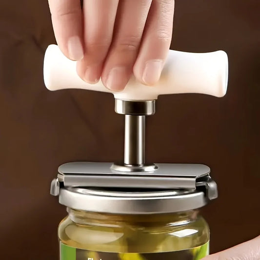 Ouvre-Boîte Inox Ergonomique avec poignée confortable pour unUsage facile des bocaux