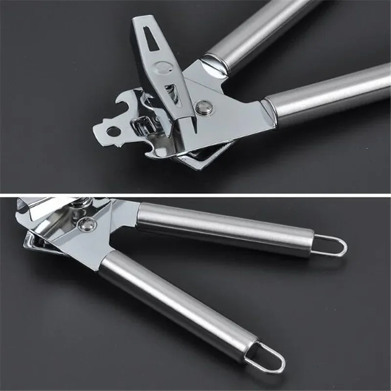 Ouvre-Boîtes manuel Inox Multifonction Durable avec des poignées ergonomiques et en acier inoxydable.