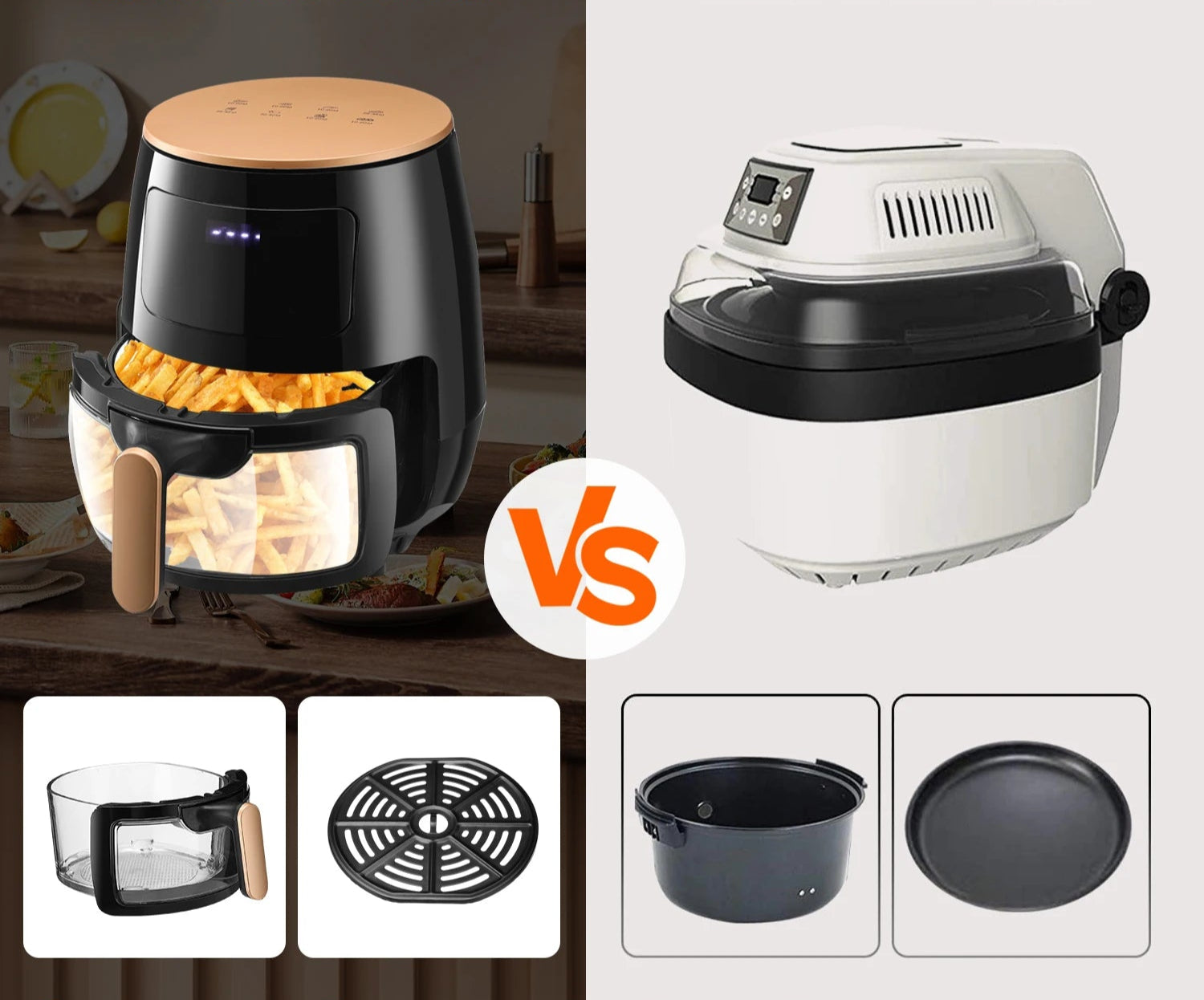 Friteuse à Air Oyajia 6L – Cuisson Saine Sans Huile Rapide par Ustensile de chef avec accessoires