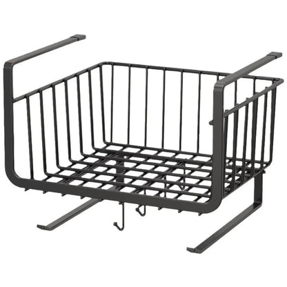 Panier Suspendu pour Placard Cuisine – 9 Crochets en métal noir, idéal pour optimiser l'espace de rangement