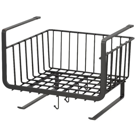 Panier Suspendu pour Placard Cuisine – 9 Crochets en métal noir, idéal pour optimiser l'espace de rangement