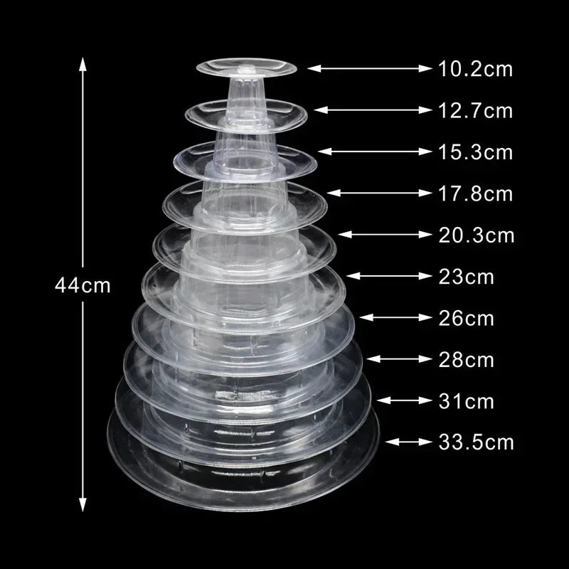 Présentoir acrylique cupcakes & macarons mariage fête, tour transparente à 10 plateaux 44 cm