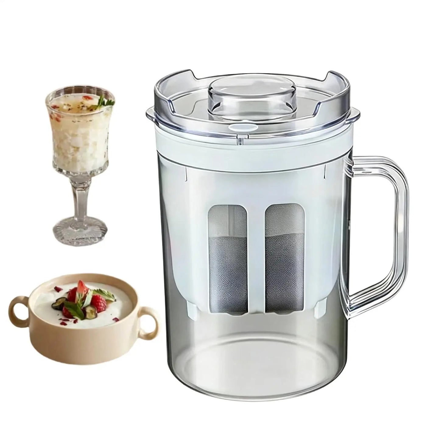 Passoire à yaourt grec maison – filtre réutilisable pour yaourt épais et fromage frais avec contenants en verre