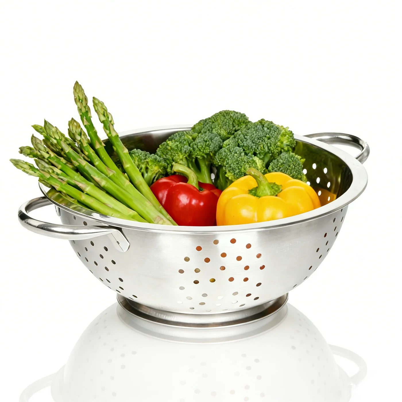 Passoire de Cuisine Inox Grande Capacité – Bol Égouttoir Polyvalent 26 cm avec légumes frais