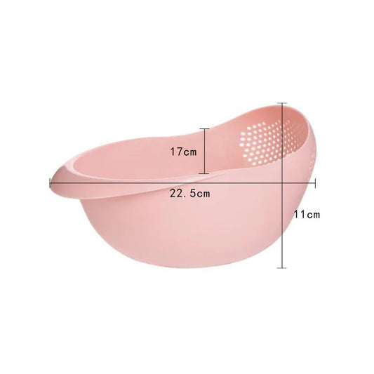 Passoire Fruits et Légumes – Polyvalent en plastique rose avec des perforations pour un drainage facile.