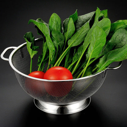 Passoire inox avec poignées 28,5 cm, idéale pour rincer légumes et pâtes en cuisine