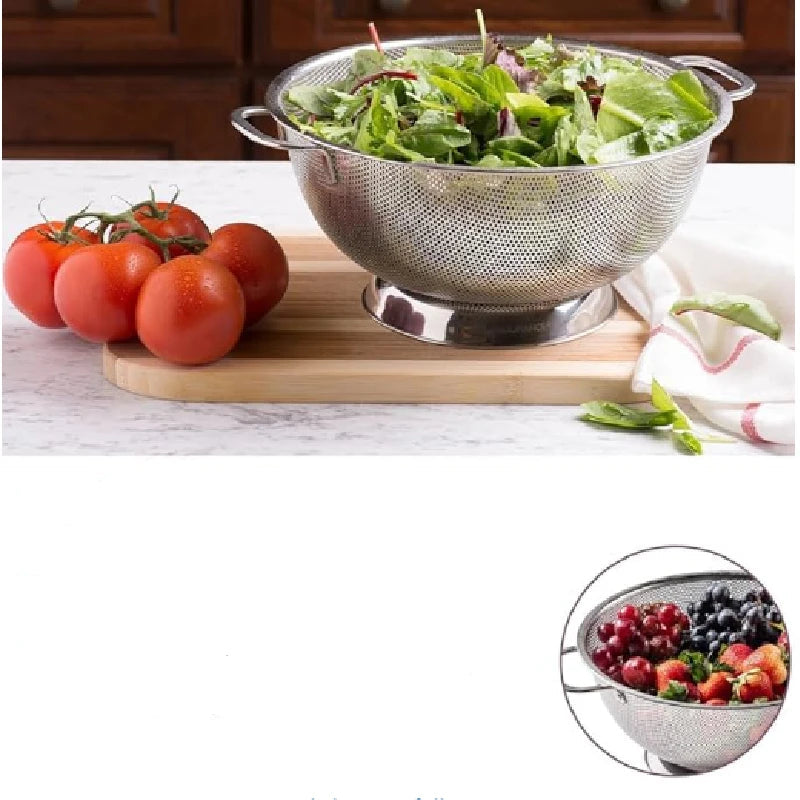 Passoire inox avec poignées 28,5 cm, grande passoire de cuisine pour fruits et légumes frais