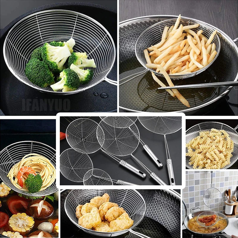 Passoire Inox Cuisine – Égouttoir et Filtre Multifonction avec poignée pour légumes, frites, pâtes et poulet frit