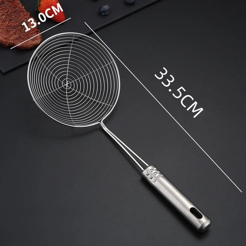 Passoire Inox Cuisine – Égouttoir et Filtre Multifonction en acier inoxydable avec manche long de 33,5 cm