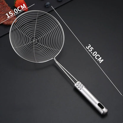 Passoire Inox Cuisine – Égouttoir et Filtre Multifonction en acier inoxydable avec manche long de 35 cm et tête de 15 cm