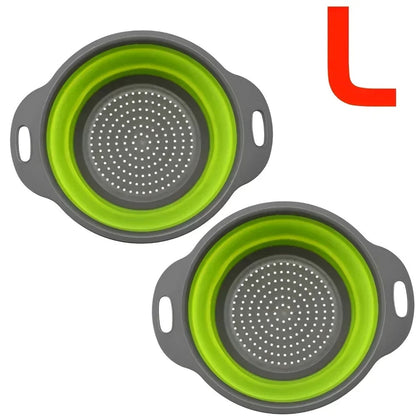 Passoire Pliable en Silicone pour Égoutter Fruits, Légumes et Pâtes – Égouttoir Compact Gain de Place en couleur verte