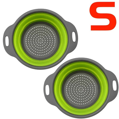 Passoire Pliable en Silicone pour Égoutter Fruits, Légumes et Pâtes – Égouttoir Compact Gain de Place en deux pièces