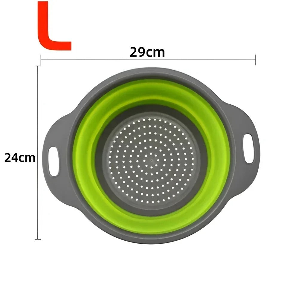 Passoire Pliable en Silicone pour Égoutter Fruits, Légumes et Pâtes – Égouttoir Compact Gain de Place, dimensions 29cm x 24cm