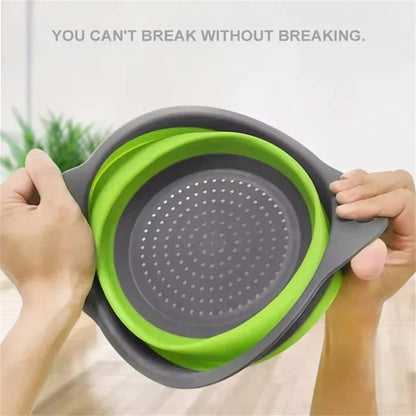 Passoire Pliable en Silicone pour Égoutter Fruits, Légumes et Pâtes – Égouttoir Compact Gain de Place en utilisation