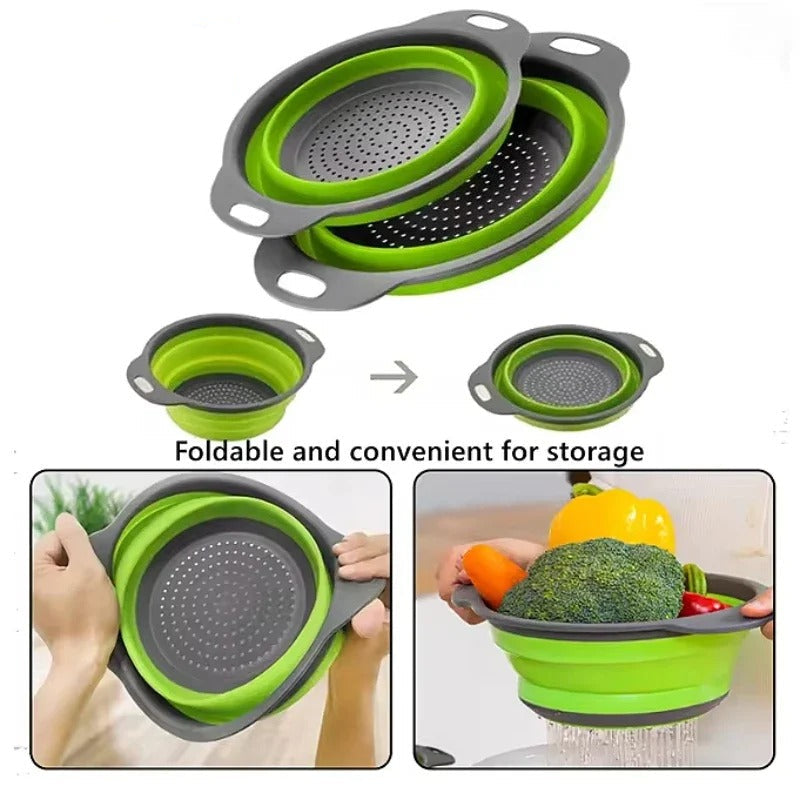 Passoire Pliable en Silicone pour Égoutter Fruits, Légumes et Pâtes – Égouttoir Compact Gain de Place avec design pliable