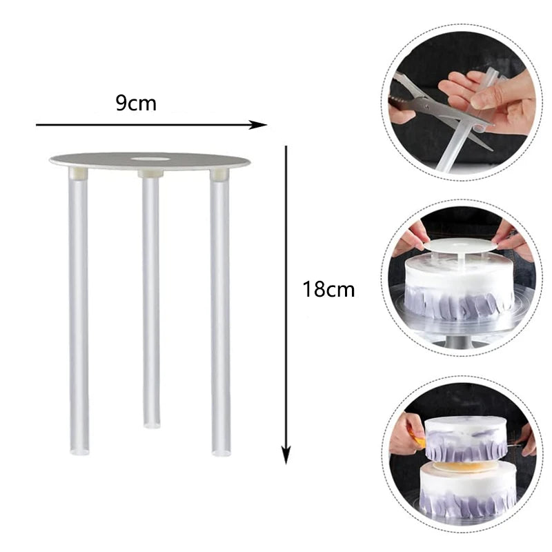 Supports à gâteaux multi-niveaux en plastique transparent avec tiges et plateaux 9cm 18cm montage facile