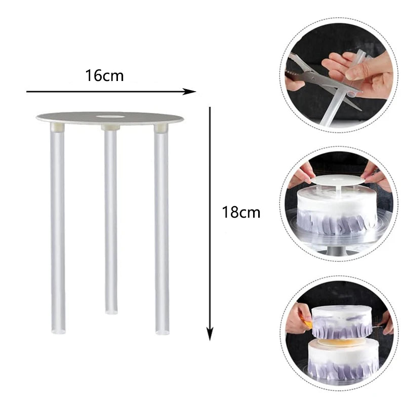 Supports à gâteaux multi-niveaux en aluminium 3 colonnes 18 cm de hauteur plateau 16 cm pour gâteaux