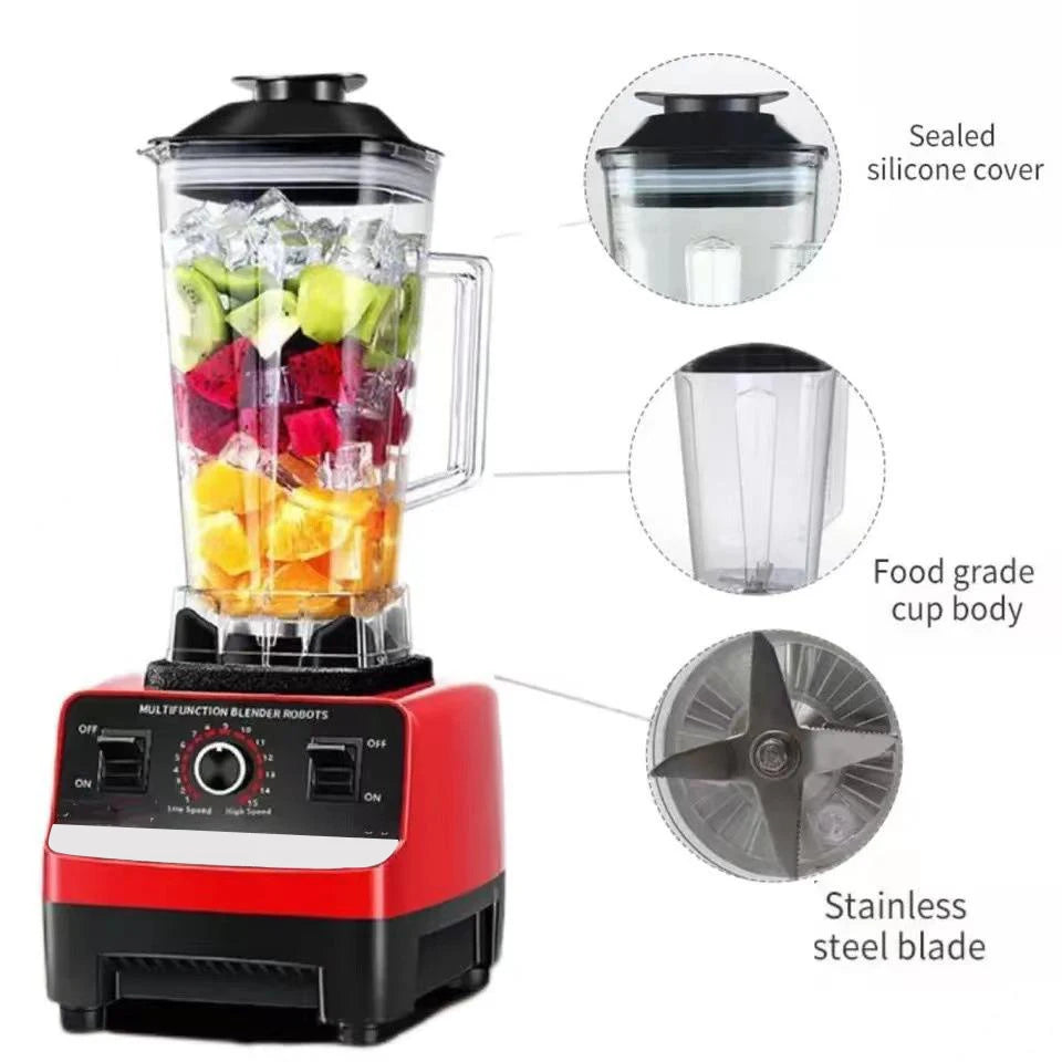 Blender 2000W 2L Mixeur de table haute puissance avec récipient en verre et lames en acier inoxydable