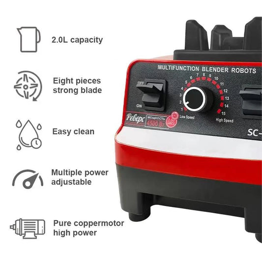 Mixeur de table haute puissance Blender 2000W 2L avec réglage de vitesse et lame en acier inoxydable