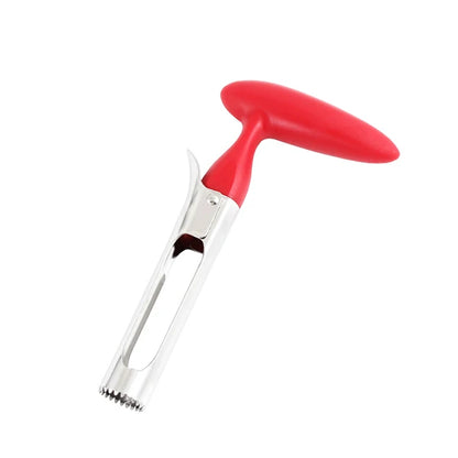 Vide-Pomme Inox PGY avec poignée ergonomique rouge pour faciliter l'épluchage des fruits