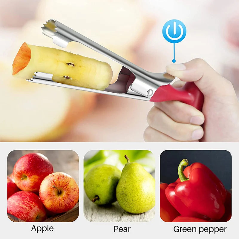 Vide-Pomme Inox PGY avec poignée ergonomique, idéal pour retirer les cœurs des pommes et poires